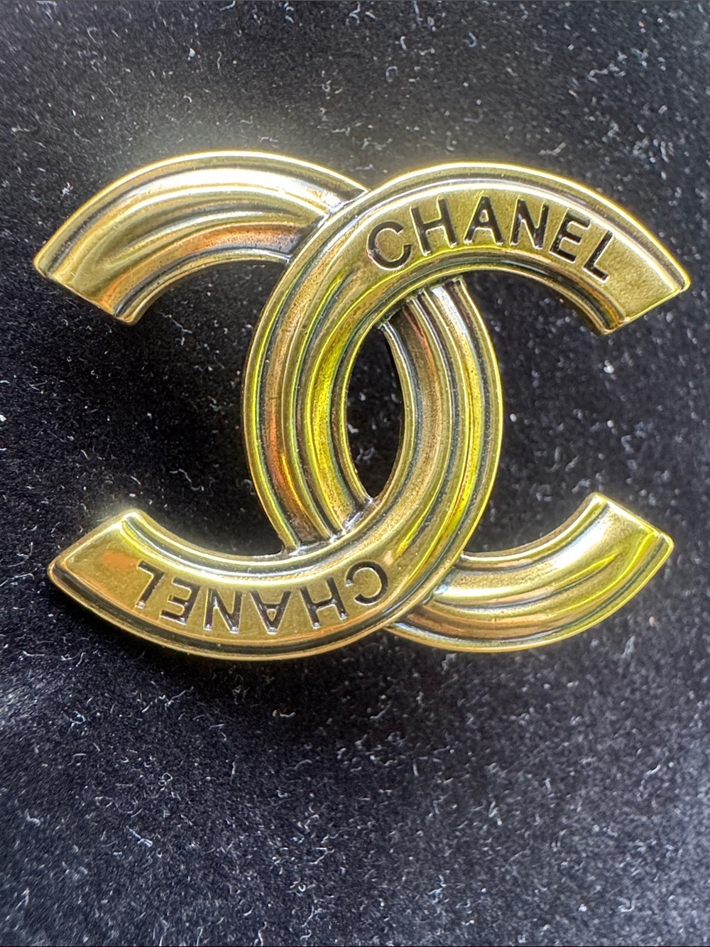 Brooch  antique Gold tone Interlocking CC Pin Brooch